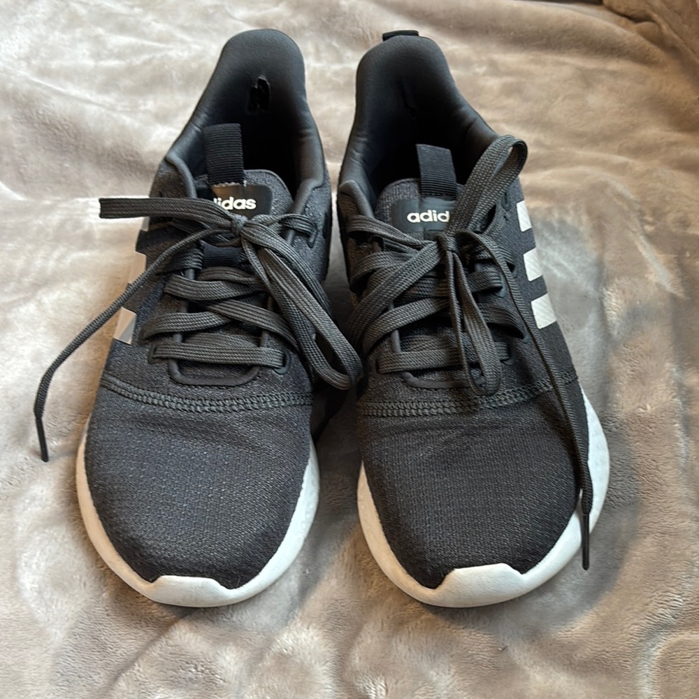 Adidas Charcoal and White Athletic Shoes